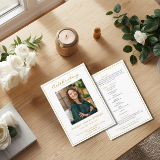 Eenvoudige foto rouwdienst herdenkingsdienst order programma