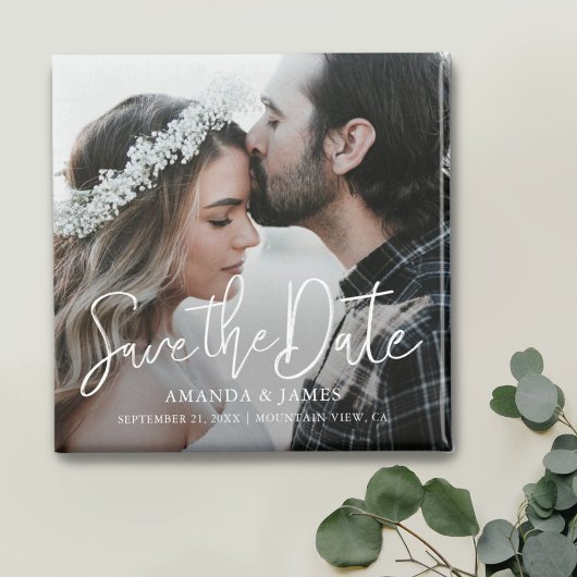 Eenvoudige Foto Small Save the Date Fridge Magnet Magneet