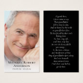 Eenvoudige foto Sympathie begrafenis Memorial Pray Visitekaartje (Voorkant /achterkant)