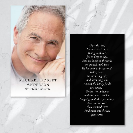 Eenvoudige foto Sympathie begrafenis Memorial Pray Visitekaartje