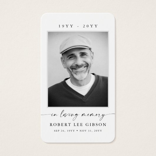 Eenvoudige foto Sympathie begrafenis Memorial Pray Visitekaartje (Voorkant)