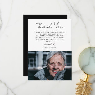 Eenvoudige foto Sympathie Calligrafie Dank je Bedankkaart