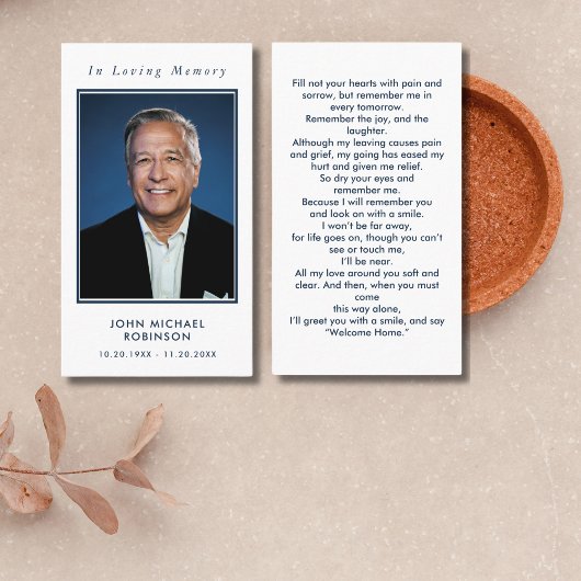 Eenvoudige foto Uitvaart Memorial Sympathie Gebed  Visitekaartje