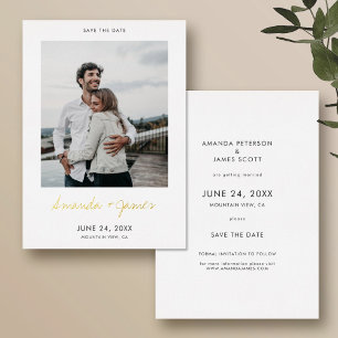 Eenvoudige Foto Verloving bruiloft Save the Date G Folie Uitnodiging