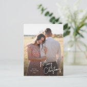 Eenvoudige foto voor modern kerstscript feestdagenkaart (Staand voorkant)