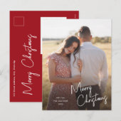 Eenvoudige foto voor modern kerstscript feestdagenkaart (Voorkant / Achterkant)