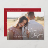 Eenvoudige foto voor modern kerstscript feestdagenkaart (Voorkant / Achterkant)