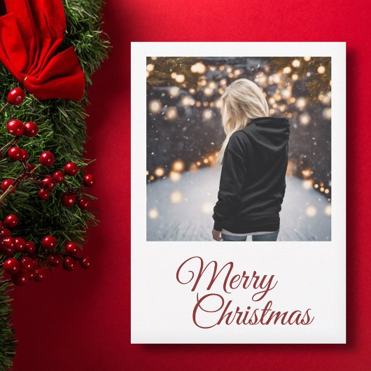 Eenvoudige Foto Vrolijk Kerstvakantie Kaart