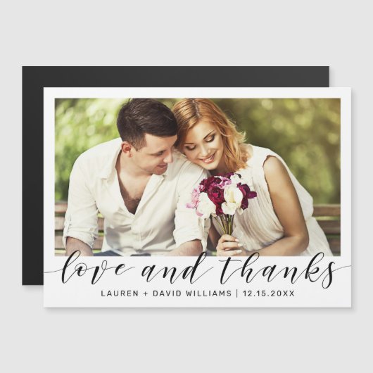 Eenvoudige foto zwart script wit bruiloft dank u (Voorkant / Achterkant)