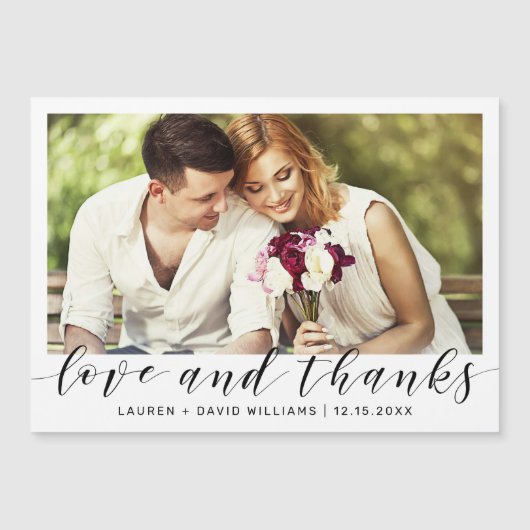 Eenvoudige foto zwart script wit bruiloft dank u (Voorkant)