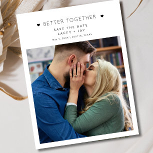 Eenvoudige Foto Zwart Wit Trouwen Save the Date Aankondigingskaart