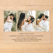 Eenvoudige fotocollage Elegante bruiloft Acryl Uitnodigingen (Voorkant)