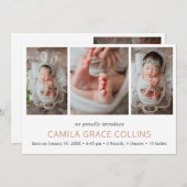 Eenvoudige fotocollage Elegante moderne geboorte Aankondiging (Voorkant / Achterkant)