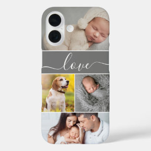 Eenvoudige fotocollage Love script Custom iPhone 16 Hoesje