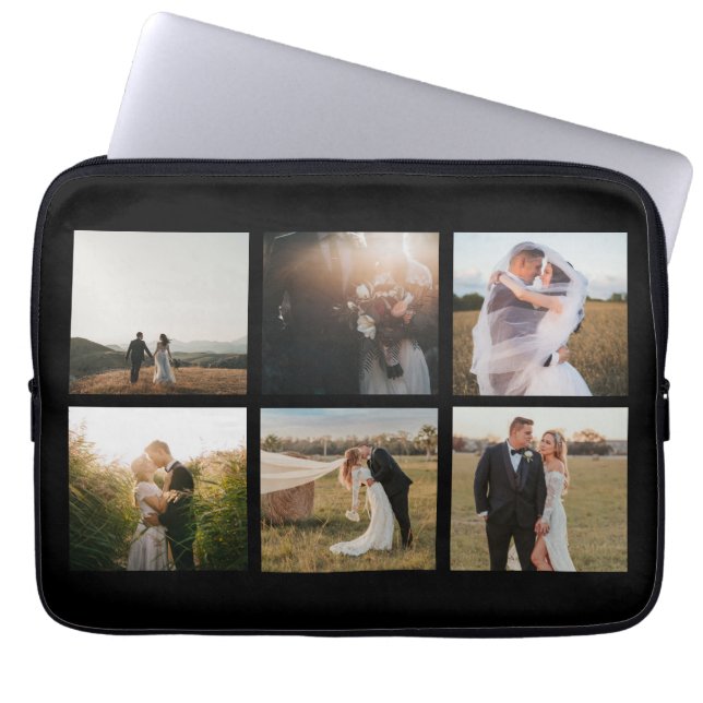 Eenvoudige fotocollage Modern Laptop Sleeve (Voorkant)