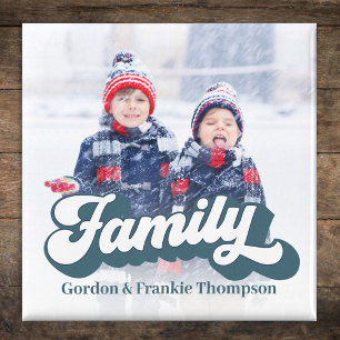 Eenvoudige fotofamilie retro typografie magneet