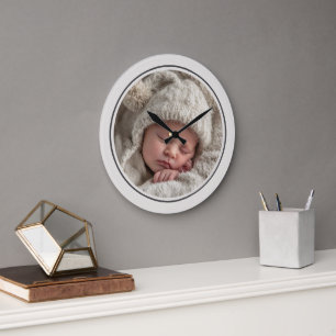 Eenvoudige fototemplate gepersonaliseerd frame grote klok