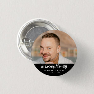 Eenvoudige fototribute-herdenkingsgeschenk voor be ronde button 3,2 cm