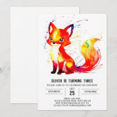 Eenvoudige  Fox Digitale Jongen Verjaardag Kaart (Voorkant / Achterkant)