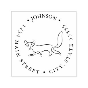 Eenvoudige Fox Lijn Tekening Retourlabel Zelfinktende Stempel