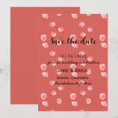 Eenvoudige framboos blush roze rozenblaadjes save the date (Voorkant / Achterkant)