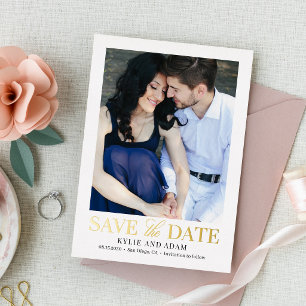 Eenvoudige Frame REAL FOIL Save The Date Kaart