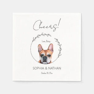 Eenvoudige Franse Bulldog Huwelijk Cocktail servet