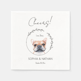 Eenvoudige Franse Bulldog Huwelijk Cocktail servet