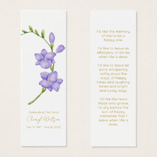Eenvoudige Freesia Rouwherinneringsbladwijzer Mini Visitekaartjes