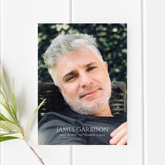 Eenvoudige funeral Prayer Card met foto Informatiekaartje