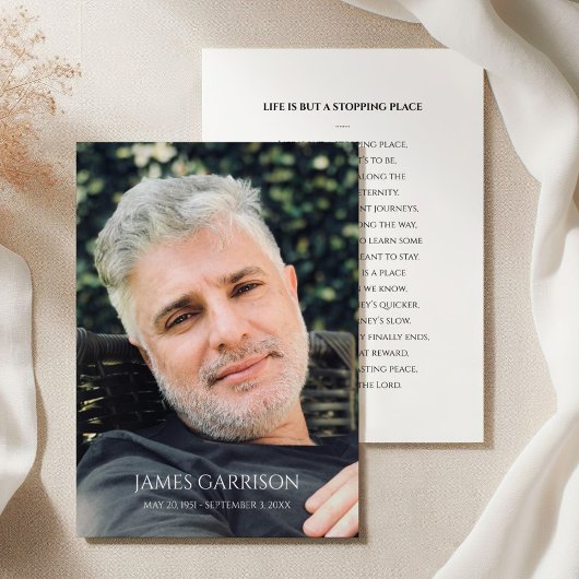 Eenvoudige funeral Prayer Card met foto Informatiekaartje
