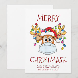 Eenvoudige Funny Merry Christus-Masker Reindeer Gr Feestdagenkaart