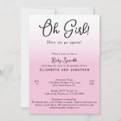 Eenvoudige Funny Oh Girl Pink 2e Baby shower Sprin Kaart (Voorkant)