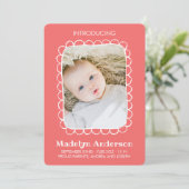 Eenvoudige Geboorteaankondiging met Schaal Rechtho Aankondiging (Staand voorkant)