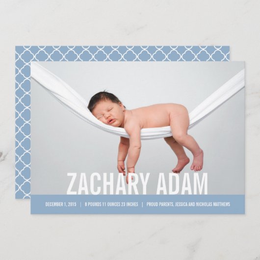 EENVOUDIGE geboorteaankondigingen Aankondiging (Voorkant / Achterkant)