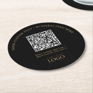 Eenvoudige Gebrandmerkte Zakelijke Logo QR Code Pr Ronde Kartonnen Onderzetter