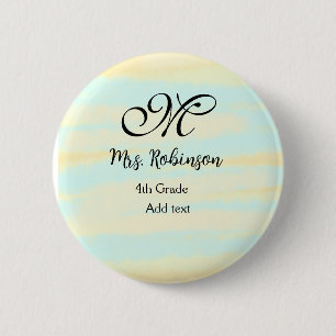 eenvoudige geel-blauwe waterverf lerarenwaardering ronde button 5,7 cm