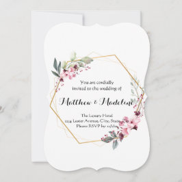 Eenvoudige, geen blush Floral Wedding Invitations Kaart