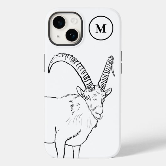 Eenvoudige geitentekening Zwart-wit Monogram Case-Mate iPhone Case (Achterkant)