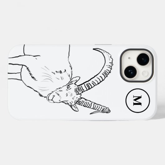 Eenvoudige geitentekening Zwart-wit Monogram Case-Mate iPhone Case (Achterkant (horizontaal))