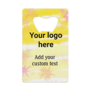 Eenvoudige gele aquarel voeg uw logo aangepaste te kredietkaart flessenopener