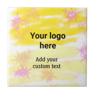 Eenvoudige gele aquarel voeg uw logo aangepaste te tegeltje