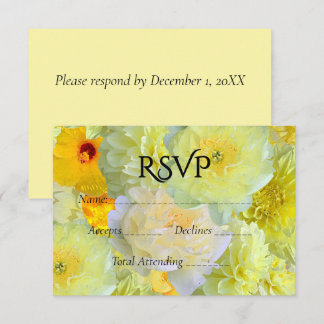 Eenvoudige Gele Bloemige Trouw-RSVP RSVP Kaartje