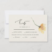 Eenvoudige gele bloemstengel crème RSVP (Voorkant)