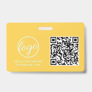 Eenvoudige Gele QR Code Werknemers-ID Badge