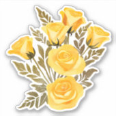 Eenvoudige Gele Rozen Waterdicht  Sticker (Voorkant)