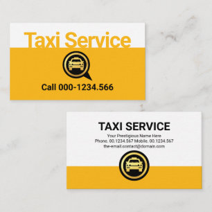 Eenvoudige Gele Taxi Service Laag Visitekaartje