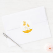 Eenvoudige gele vlinder sparen de datum bruiloft ronde sticker (Envelop)
