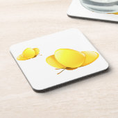 Eenvoudige gele vlinders bier onderzetter (Linkerzijde)