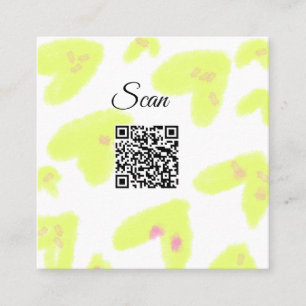 Eenvoudige gele waterverf voegt Q R code scantekst Vierkante Visitekaartje